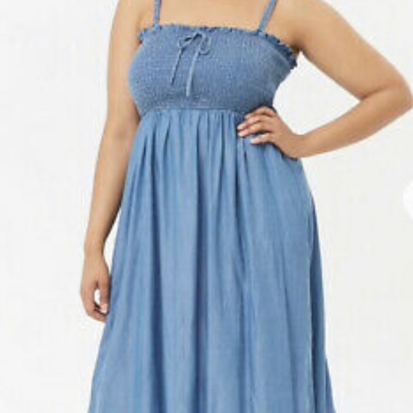 plus size denim midi dress